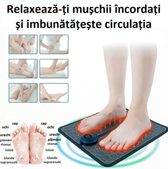 Covor electric pentru masajul picioarelor EMS cu încărcare USB
