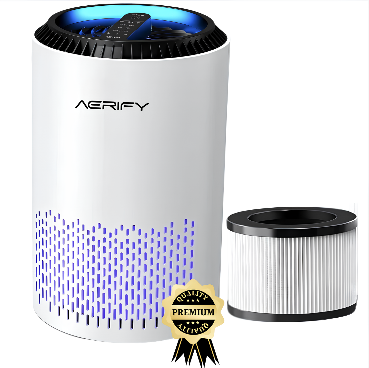 Purificator de aer AERIFY, Filtru 4 in 1 True HEPA Carbon activ, sterilizare UV, Super silențios, Touch Screen 🌳