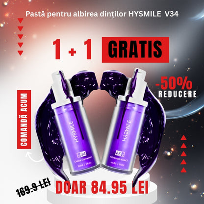 1+1 GRATIS! Pastă pentru Albirea Dinților V34 HYSMILE