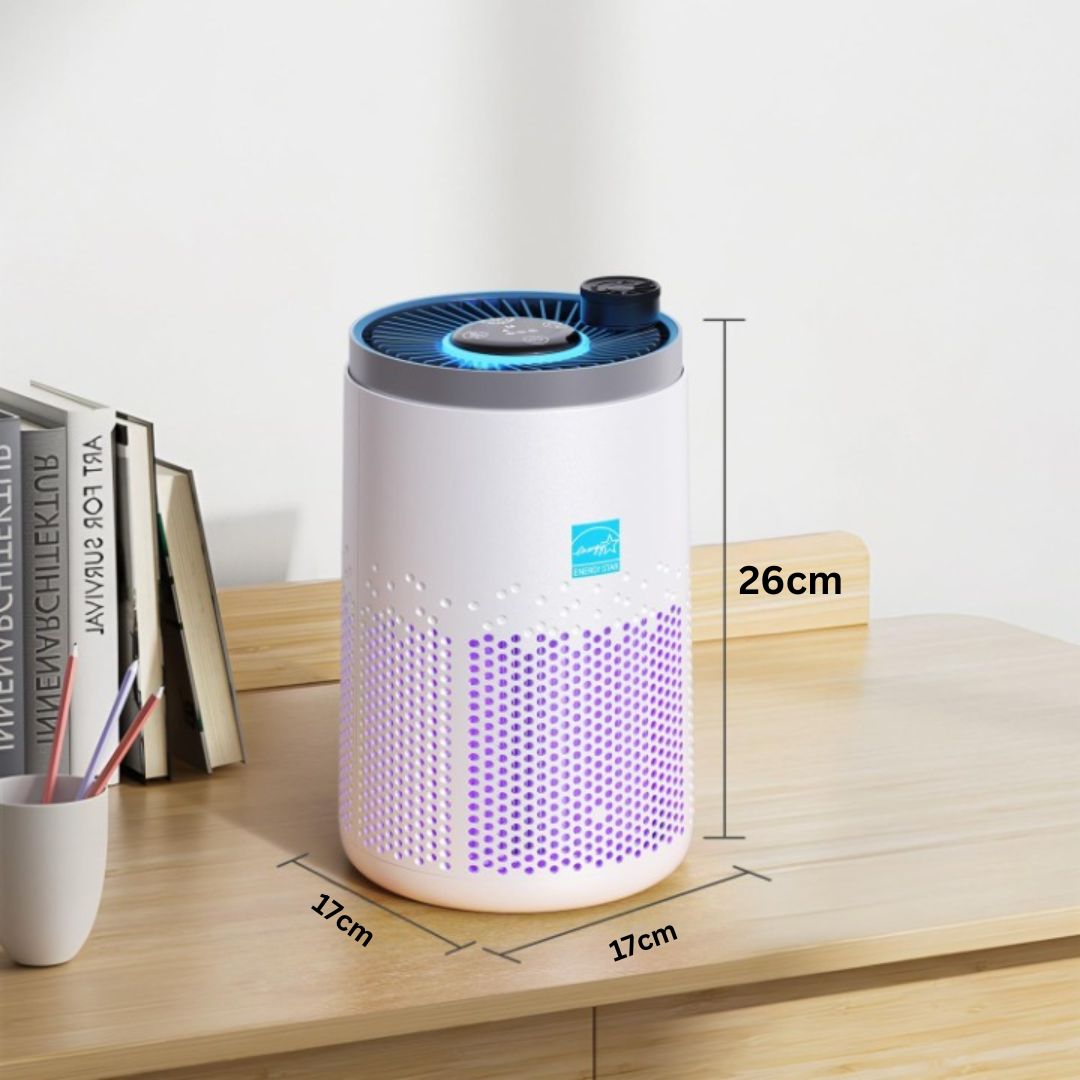 Purificator de aer MK20, Filtru HEPA 4 in 1 Carbon activ, sterilizare UV, Super silențios reducerea fumului, polenului, prafului, părului de animale și mirosurilor., A+++🌳