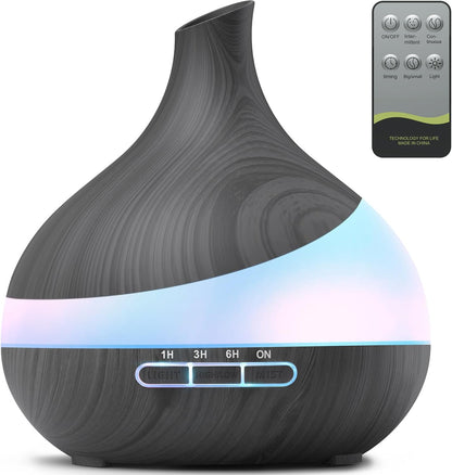 Umidificator & Difuzor Aromaterapie 500 ml – 14 Culori LED, Timer și Telecomandă, Oprire Automată, Spații Mari