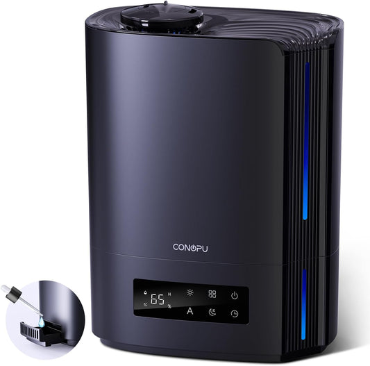 Umidificator Ultrasonic Profesional CONOPU® 6L Dormitor, Camere Mari, Difuzor de Arome, Bebeluși, 60 ore, Control Inteligent al Umidității, UltraSilențios
