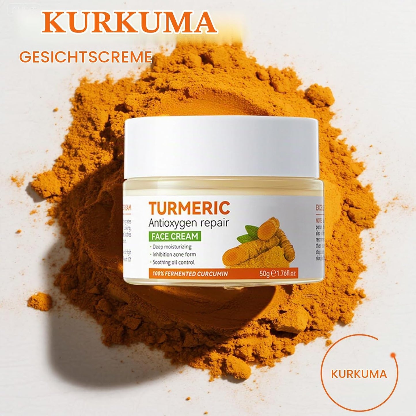 Crema de față cu Turmeric și vitamina C, cremă hidratantă pentru acnee, pete, anti-rid, zi și noapte, fermitate și netezire, uniformizează nuanța tenului — 50g