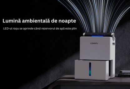 Dezumidificator Profesional CONOPU 3 in 1, Portabil, Detasabil, 800mL/zi, uscare+mod de repaus,casa,subsol, birou, 80m², 180m³/h
