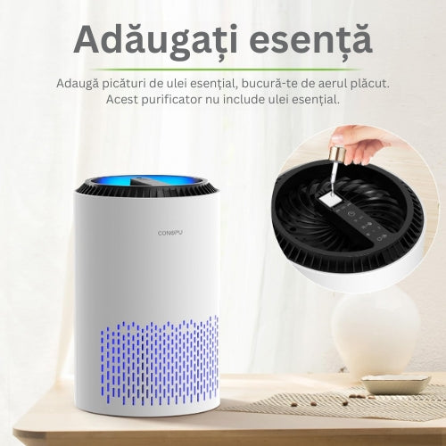 Purificator de aer CONOPU 300, Filtru 4 in 1 True HEPA Carbon activ, sterilizare UV, Super silențios, Touch Screen 🌳