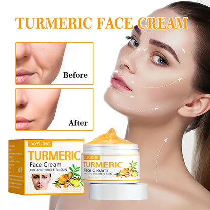 Crema de față cu Turmeric și vitamina C, cremă hidratantă pentru acnee, pete, anti-rid, zi și noapte, fermitate și netezire, uniformizează nuanța tenului — 50g