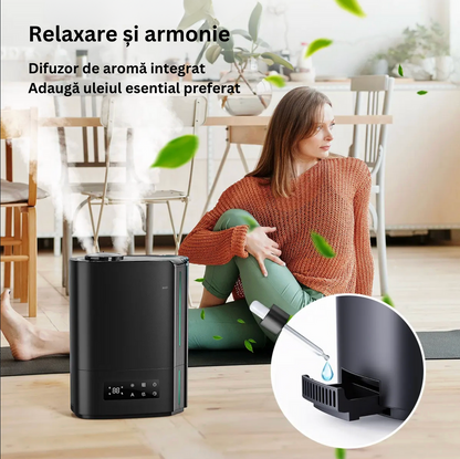 Umidificator Ultrasonic Profesional CONOPU® 6L Dormitor, Camere Mari, Difuzor de Arome, Bebeluși, 60 ore, Control Inteligent al Umidității, UltraSilențios